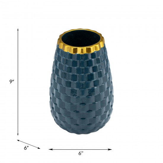 9" Textured Vase, Teal