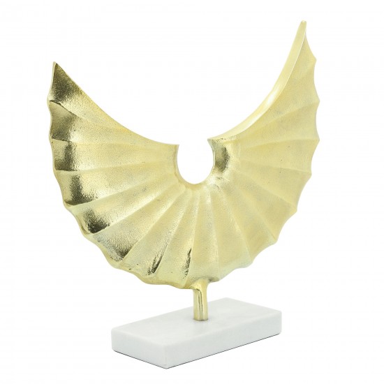 Metal, 16" Tribal Shell On Stand, Gold