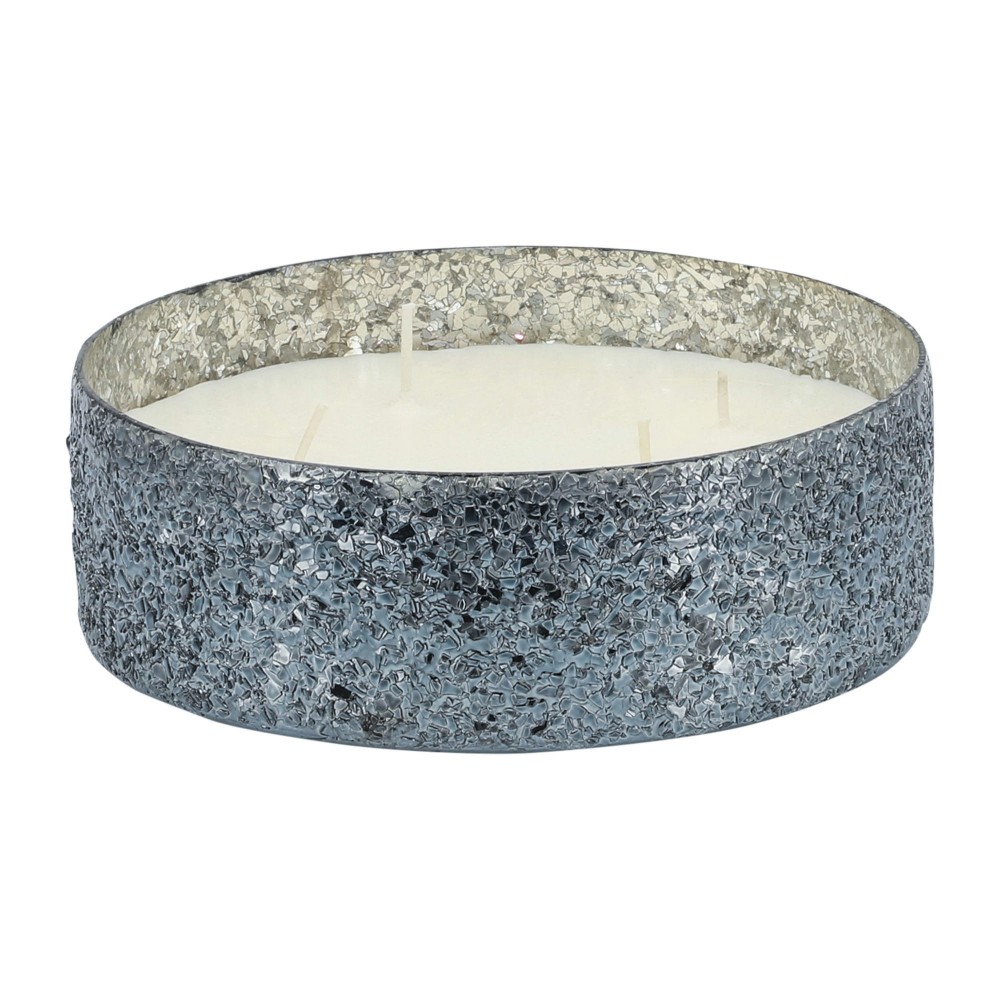 Candle On Gray Crackled Glass 49oz