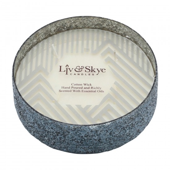 Candle On Gray Crackled Glass 49oz