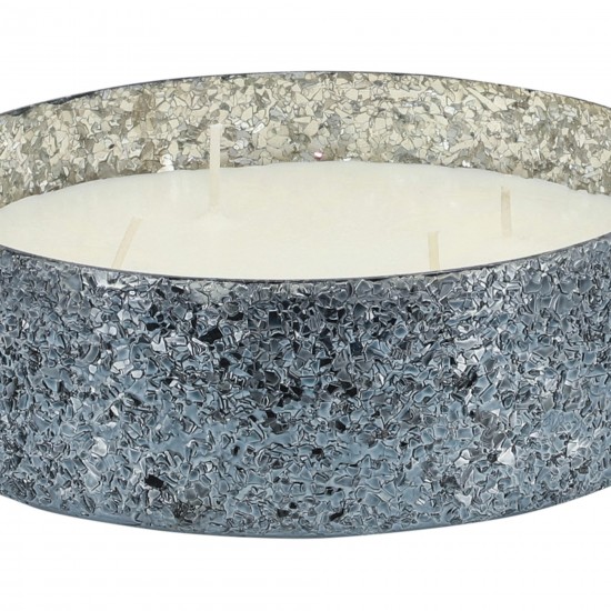 Candle On Gray Crackled Glass 49oz