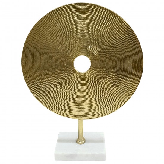 21" Disc On Marble Base, Gold