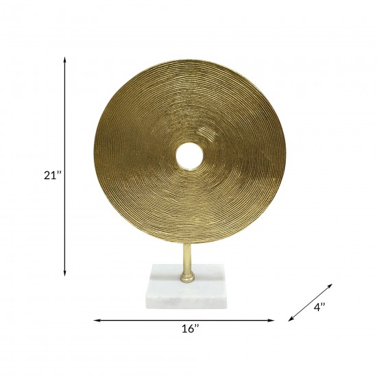 21" Disc On Marble Base, Gold