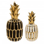 White/gold Ceramic Pineapple 9.75"