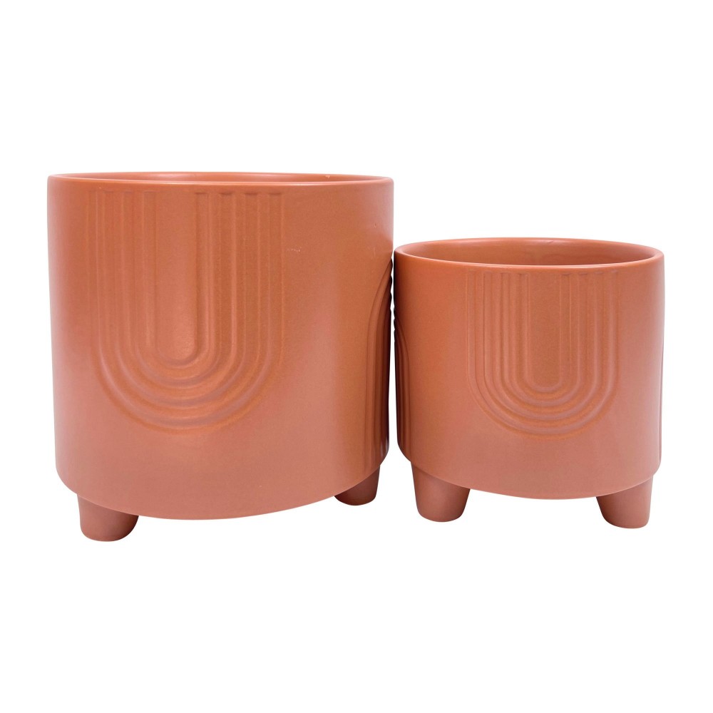 Cer,s/2,6/8", Bravais Footed Planter , Terracotta