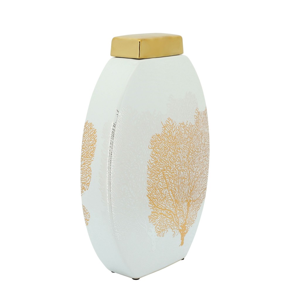 12" Decal Jar W/ Lid, Gold