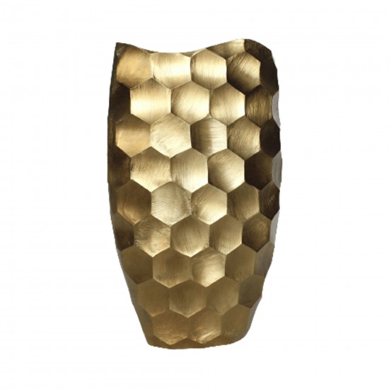 Metal, 24" Honeycomb Vase, Gold