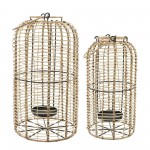 Rattan, S/2 15/18" Hurricane Candle Holder, Nat