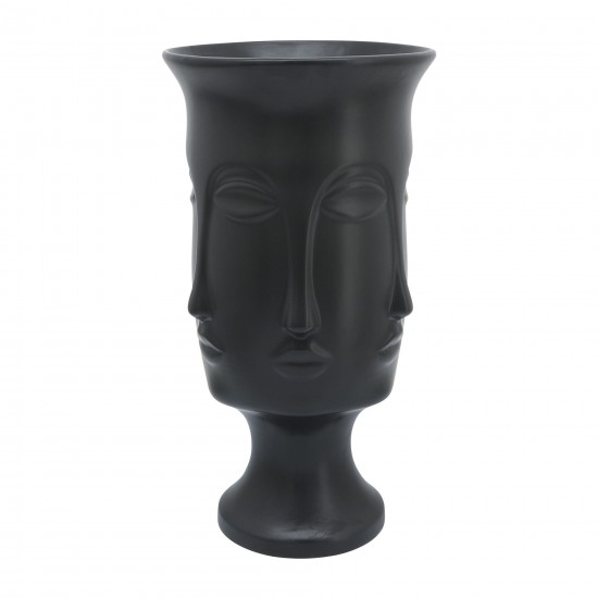 15"h Multi Faced Vase, Black