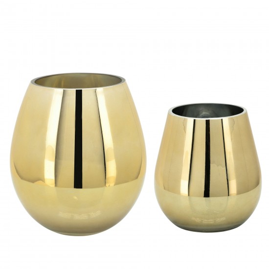 Glass 6"h Metallic Vase, Gold