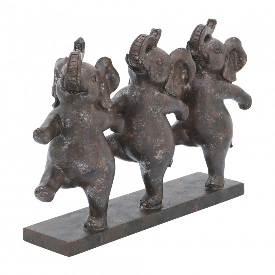 Resin, 7"h Dancing Elephants, Bronze