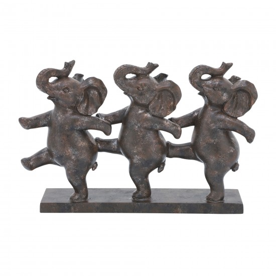 Resin, 7"h Dancing Elephants, Bronze