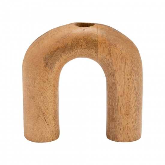 Wood, 6"h Horseshoe Vase, Brown