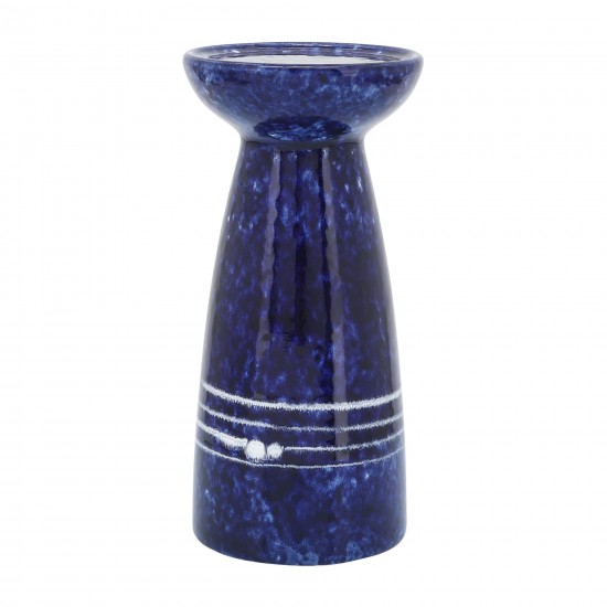 Cer, 8"h Painted Candle Holder, Blue