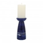 Cer, 8"h Painted Candle Holder, Blue