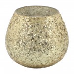 Candle On Gold Crackled Glass 17oz