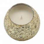 Candle On Gold Crackled Glass 17oz