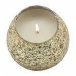 Candle On Gold Crackled Glass 17oz