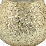 Candle On Gold Crackled Glass 17oz