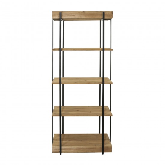 Wood/metal, 68"h 5-layered Shelf, Brown/black Kd