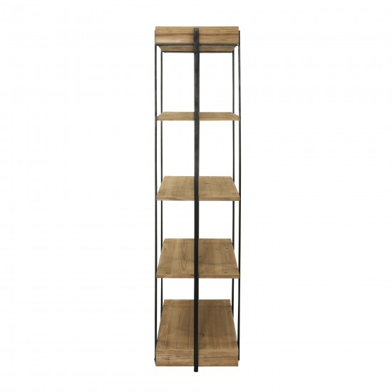 Wood/metal, 68"h 5-layered Shelf, Brown/black Kd
