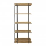 Wood/metal, 68"h 5-layered Shelf, Brown/black Kd