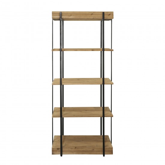 Wood/metal, 68"h 5-layered Shelf, Brown/black Kd