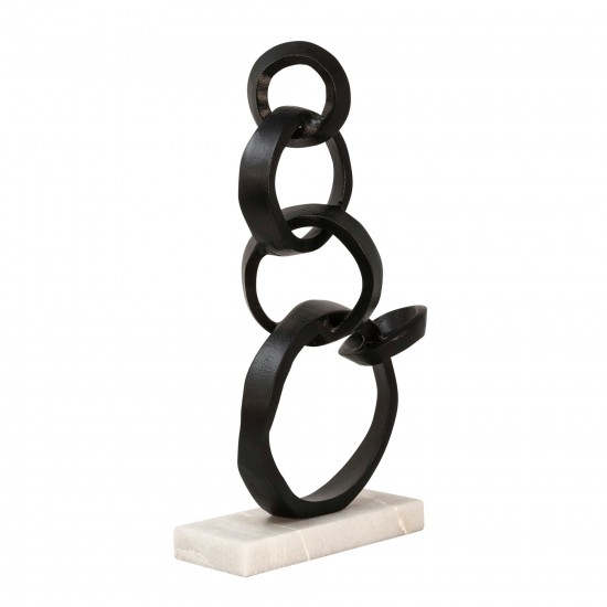 Linked Black Rings On Marble Base