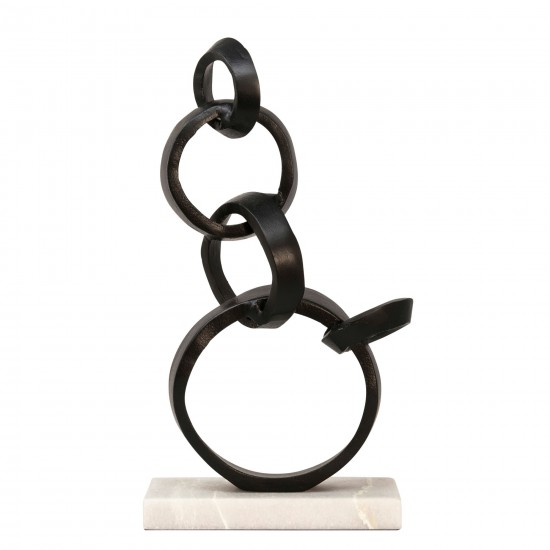 Linked Black Rings On Marble Base