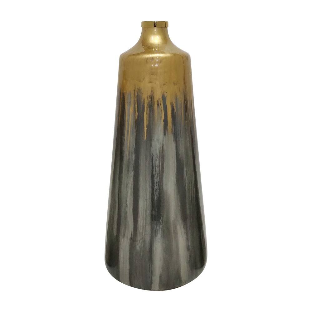 Glass, 21"h Vase W/ Ring, Wickhom Gray