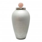 21" Glass Vase W/ Blush Knob, Silver