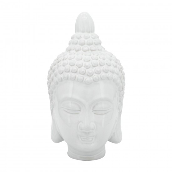 Ceramic 10" Buddha Head, White