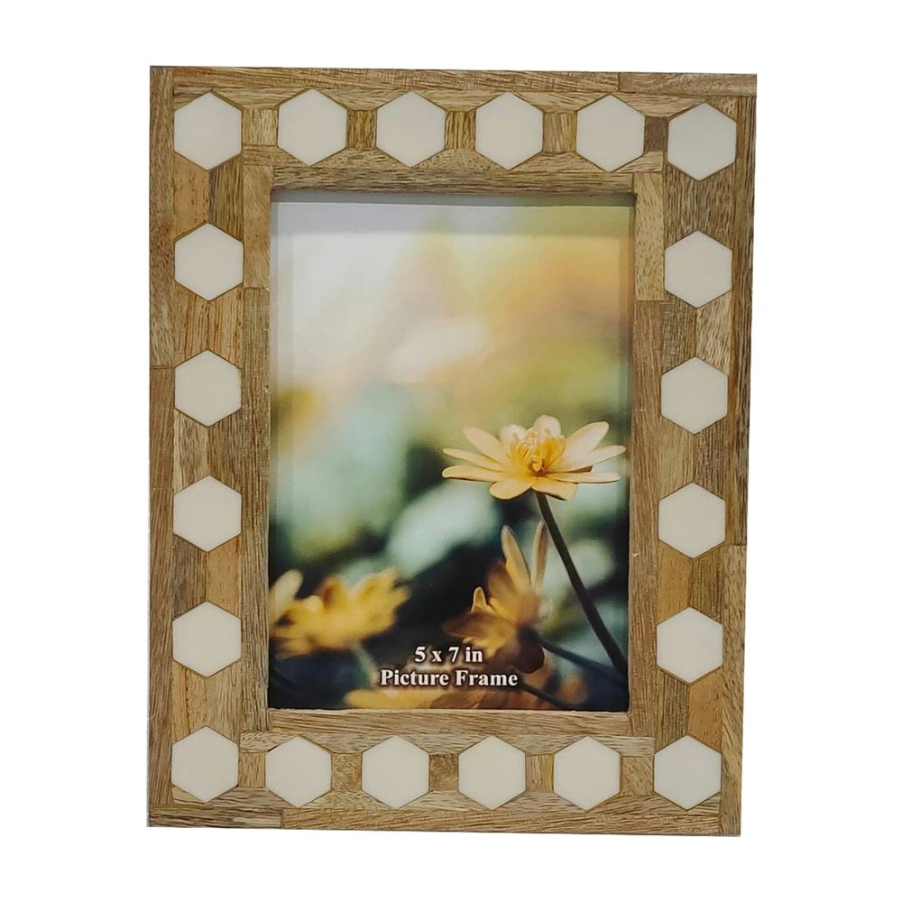 Wood/resin,5x7 Hexagon Frame, White