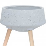 S/2 11/15" Terrazzo Planter W/ Wood Legs, Gray