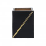 Resin, 3x4 Pencil Cup W/ Gold Trim, Black