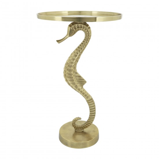 Metal, 24" Seahorse Side Table, Gold Kd