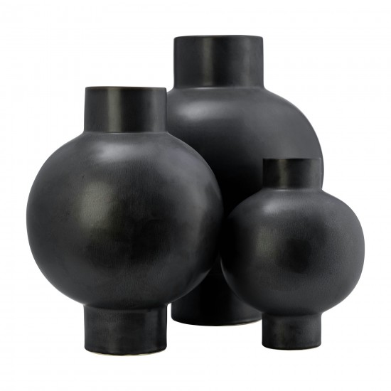 Cer, 18"h Bubble Vase, Black Volcanic