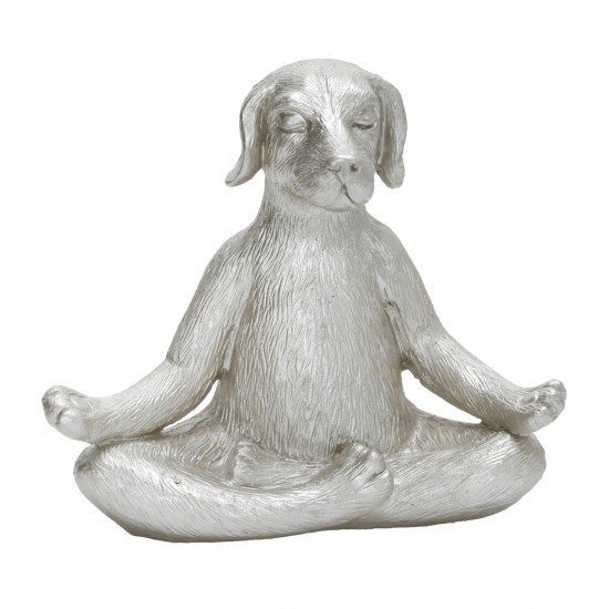 Polyresin 7" Yoga Dog, Silver