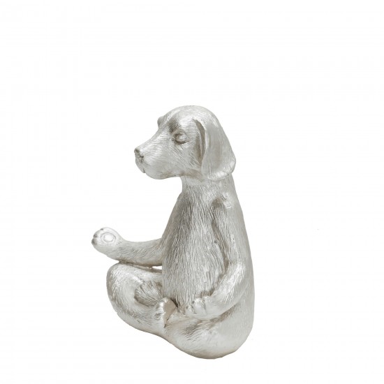 Polyresin 7" Yoga Dog, Silver