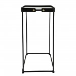 Metal, S/2 23/25"h Square Side Tables W/ Smokey Gl