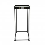 Metal, S/2 23/25"h Square Side Tables W/ Smokey Gl