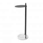 Metal/marble, 8"dx28"h Drink Table, Black/white