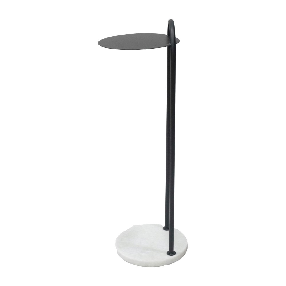 Metal/marble, 8"dx28"h Drink Table, Black/white Metal/marble, 8"dx28"h Drink Table, Black/white