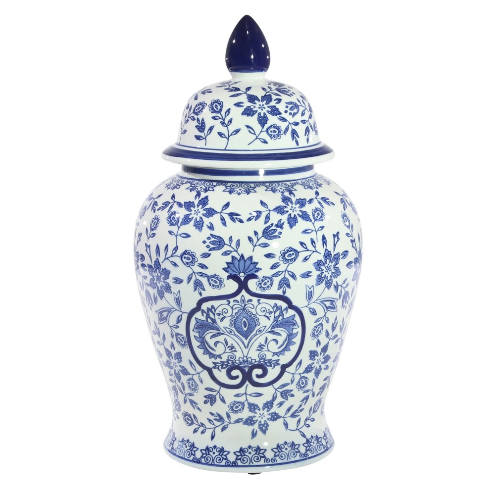 White/blue Temple Jar 18"