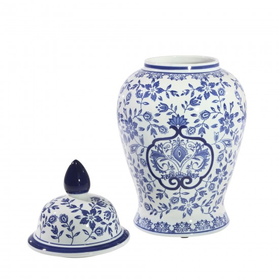 White/blue Temple Jar 18"