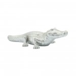 Polyresin 16" Crocodile Figurine, Silver