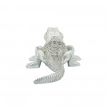 Polyresin 16" Crocodile Figurine, Silver