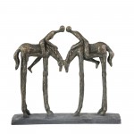 Polyresin 12.5" Kissing Coupleon Horseback, Bronze