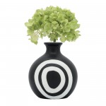 Cer, 7"h Abstract Vase, Black