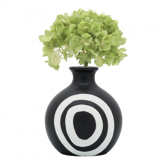 Cer, 7"h Abstract Vase, Black